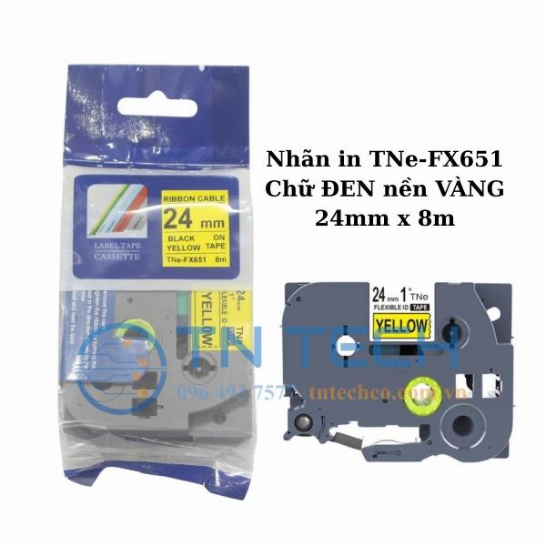 nhãn in TNE-FX651 (TZE-FX651) chữ đen nền vàng 24mm x 8m