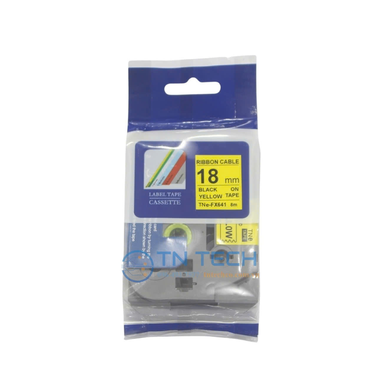 nhãn in TNE-FX641 (TZE-FX641) chữ đen nền vàng 18mm x 8m