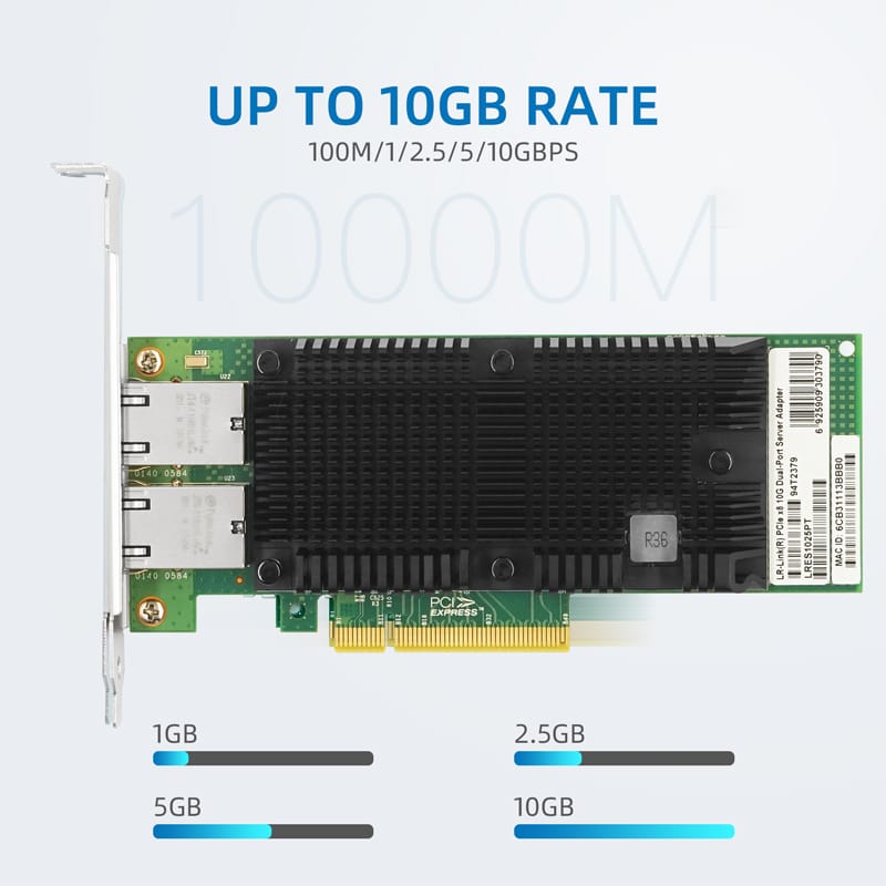 LR-LINK 1025pt 10GB PCI-E X8 card mạng đồng kép RJ45 cổng PCI nhanh Ethernet Lan Adapter Nic so sánh với Intel X550-T2