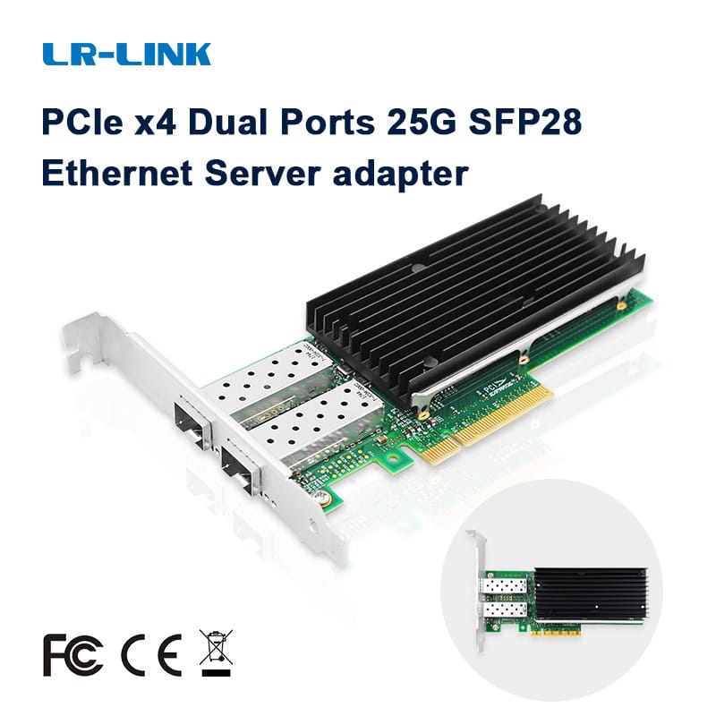 LR-LINK 1001pf-2sfp28 25GB Card mạng sợi quang Ethernet Adapter Dual-Port PCI-Express Nic dựa trên Intel xxv710